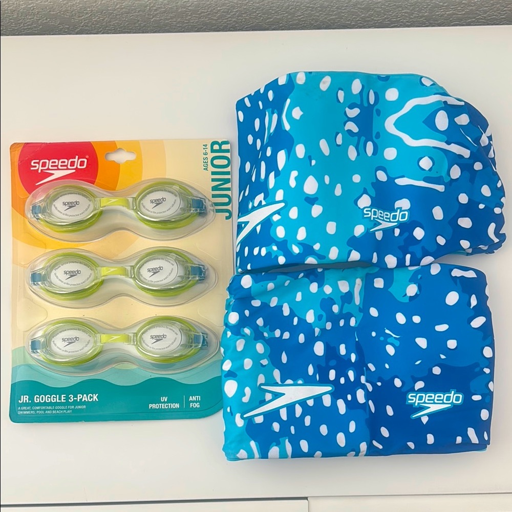 Speedo Junior Swim Goggles & Arm Floatie Set